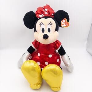 TY Sparkle Disney Classic Minnie Mouse Plush Stuffed 13" Doll Shimmer Toy w TAGS